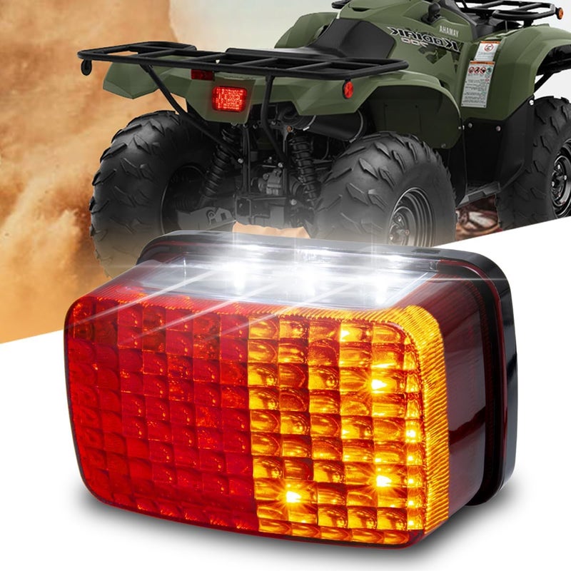 KICRY ATV Brake Tail Light Led Taillight Brake Stop Lights Compatible with Yamaha Grizzly Big Bear Bruin Kodiak Wolverine Rhino Viking 5KM-8472C-10-00 Aftermarket (LED 5-wire Red) - Image 1